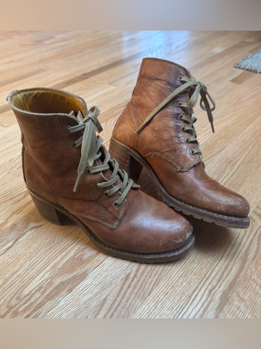 Frye Leather Lace-Up Heeled Ankle Boots
